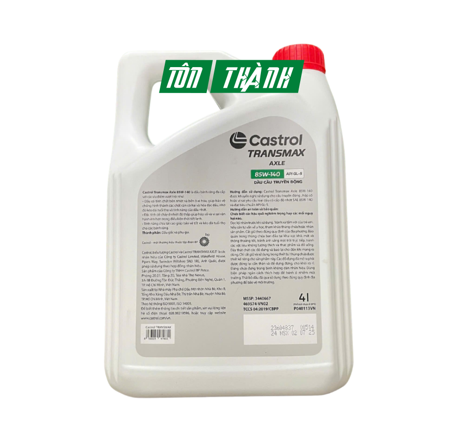 DẦU CẦU TRUYỀN ĐỘNG CASTROL TRANSMAX AXLE 85W-140 (4 LÍT)