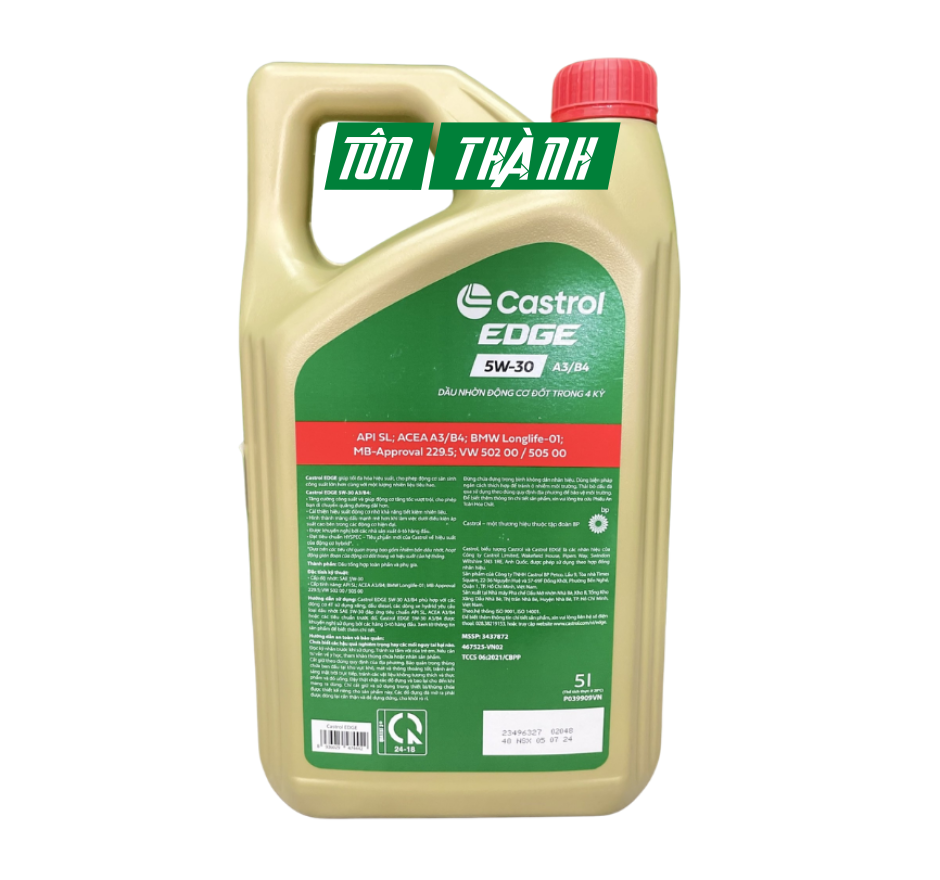 DẦU ĐỘNG CƠ CAO CẤP CASTROL EDGE 5W-30 A3/B4 (5 LÍT)