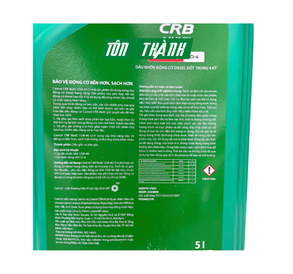 DẦU NHỚT ĐỘNG CƠ CASTROL CRB MULTI 15W-40 CH-4 (5 LÍT)