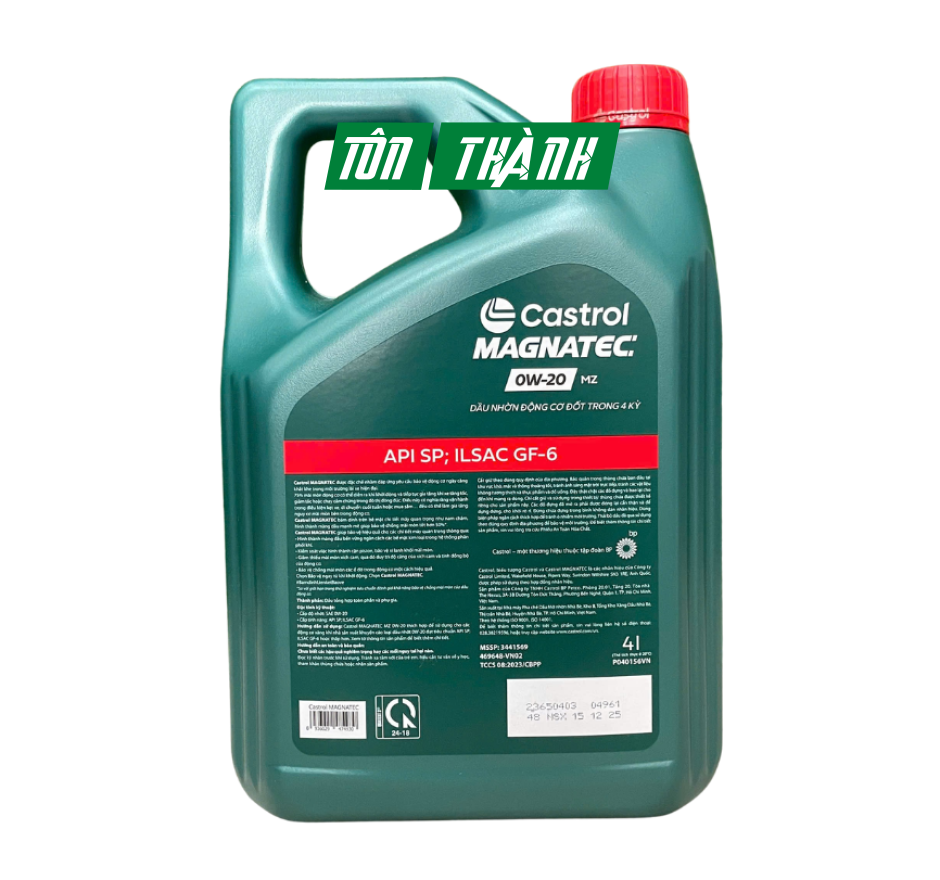 Dầu động cơ Castrol Magnatec MZ 0W-20 API SP - Tổng Hợp Toàn Phần (4 Lít)