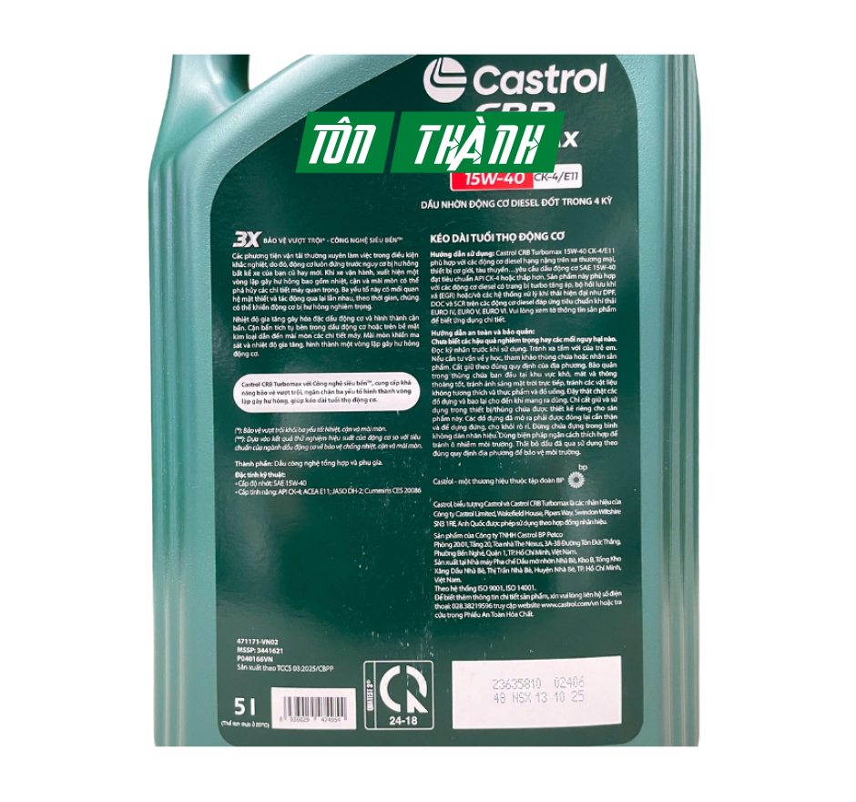 Castrol CRB Turbomax 15W-40 CK-4 (5 Lít)