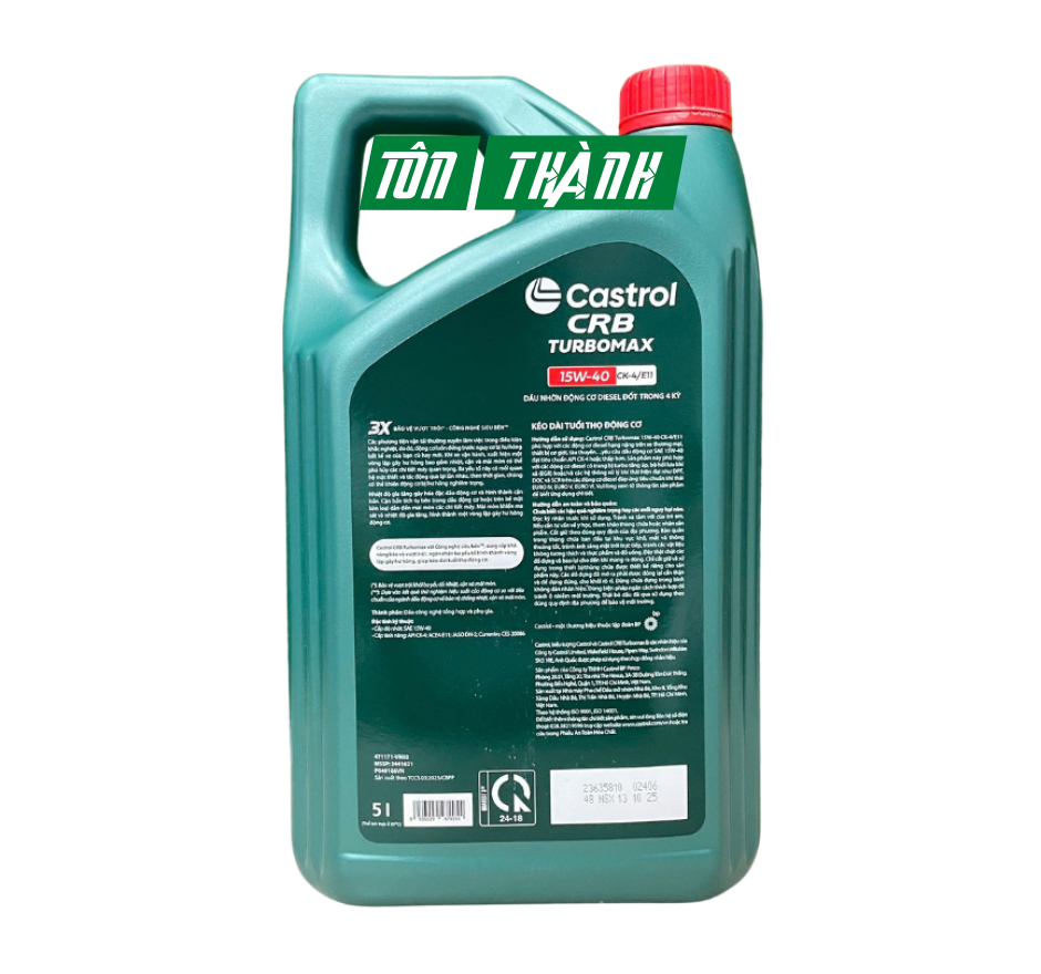 Castrol CRB Turbomax 15W-40 CK-4 (5 Lít)