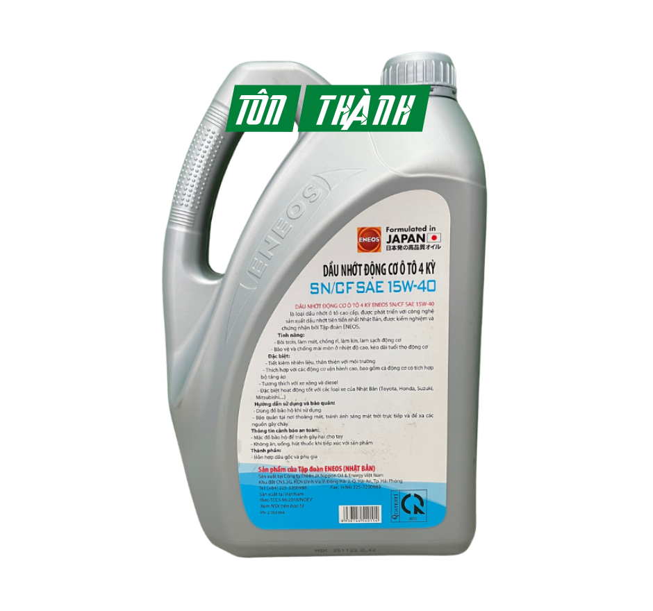 DẦU NHỚT ĐỘNG CƠ Ô TÔ ENEOS SN/CF 15W-40 (4 LÍT)
