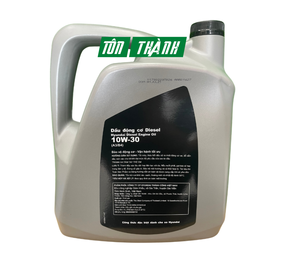 DẦU ĐỘNG CƠ DIESEL HYUNDAI 10W-30 A3/B4 (6LÍT)