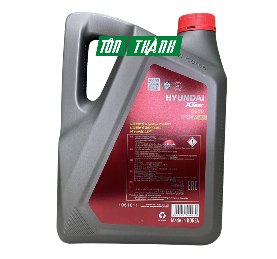 Dầu nhớt ô tô HYUNDAI XTEER G800 5W30 (6 Lít)