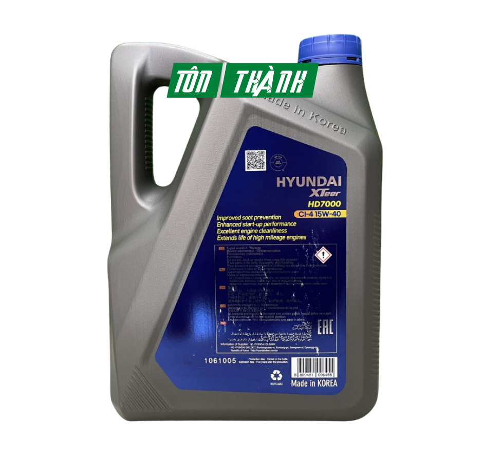 DẦU ĐỘNG CƠ DIESEL HYUNDAI XTEER HD7000 15W40 (6 LÍT)