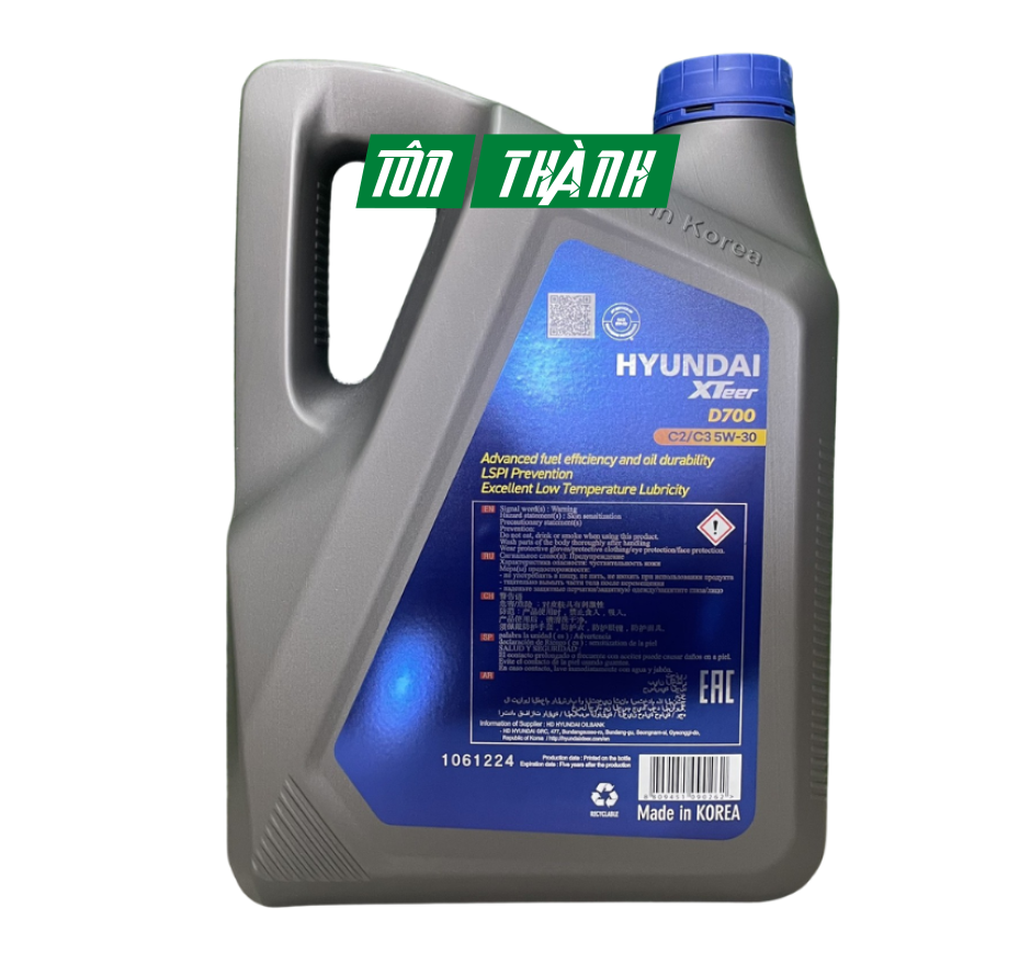 Dầu nhớt ô tô HYUNDAI XTEER Diesel D700 C3 5W30 (6 Lít)