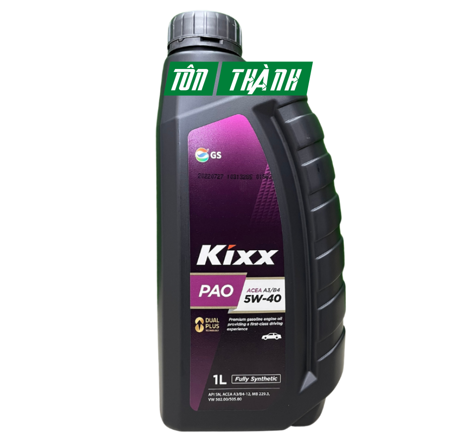 Dầu nhớt Kixx PAO 5W40 dùng cho ô tô và xe tay ga chai 1L tổng hợp 100%