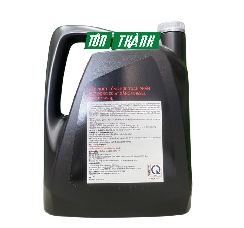 DẦU NHỚT TỔNG HỢP ĐỘNG CƠ 4T - MITSUBISHI SN/CF_5W30 (4 LÍT)