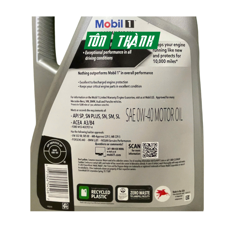 Dầu Nhớt Tổng Hợp MOBIL 1 European Car Formula 0W40 - Nhập Khẩu Châu Âu (5 Lít)