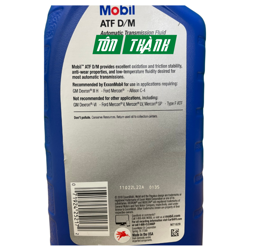 DẦU TRỢ LỰC TAY LÁI HỘP SỐ TỰ ĐỘNG MOBIL ATF D/M 946ML - NHẬP KHẨU MỸ