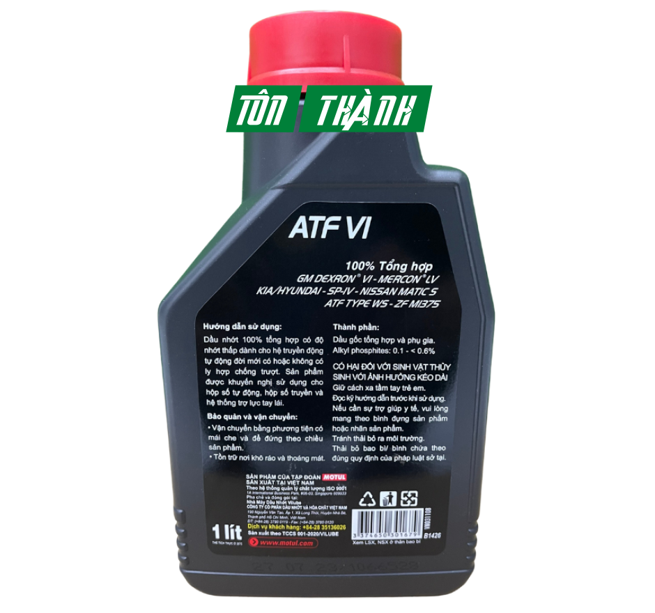 NHỚT HỘP SỐ TỰ ĐỘNG TRỢ LỰC TAY LÁI ATF VI MOTUL (1 LÍT)