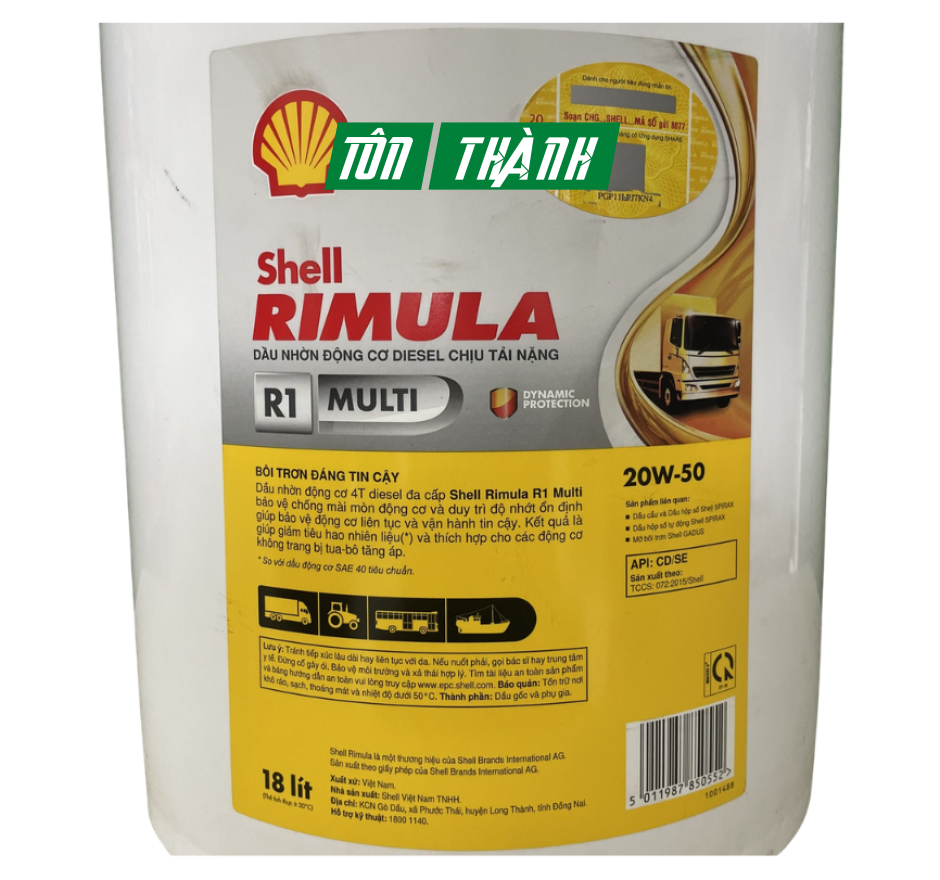 DẦU ĐỘNG CƠ SHELL RIMULA R1 20W-50 (18 LÍT)