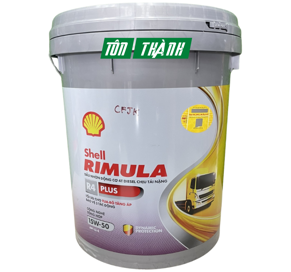 DẦU NHỚT ĐỘNG CƠ SHELL RIMULA R4 PLUS TURBO 15W50 API CI-4 (18 LÍT)