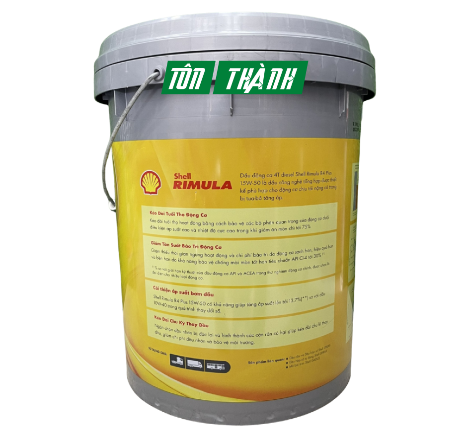 DẦU NHỚT ĐỘNG CƠ SHELL RIMULA R4 PLUS TURBO 15W50 API CI-4 (18 LÍT)
