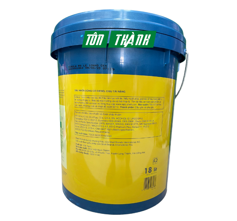 DẦU ĐỘNG CƠ CAO CẤP SHELL RIMULA R5 LE 10W-40 API CK-4 (18 LÍT)