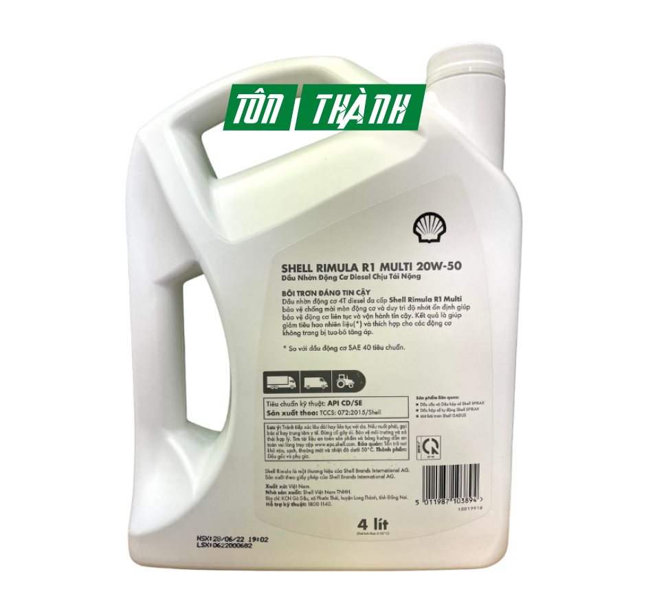 DẦU NHỚT ĐỘNG CƠ SHELL RIMULA R1 20W-50 (4 LÍT)