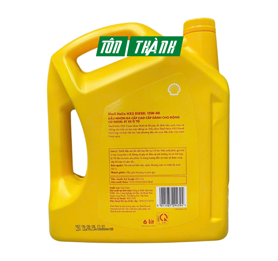 Dầu nhớt Shell Helix HX5 Diesel 15W40 6L (Dùng cho động cơ máy dầu)