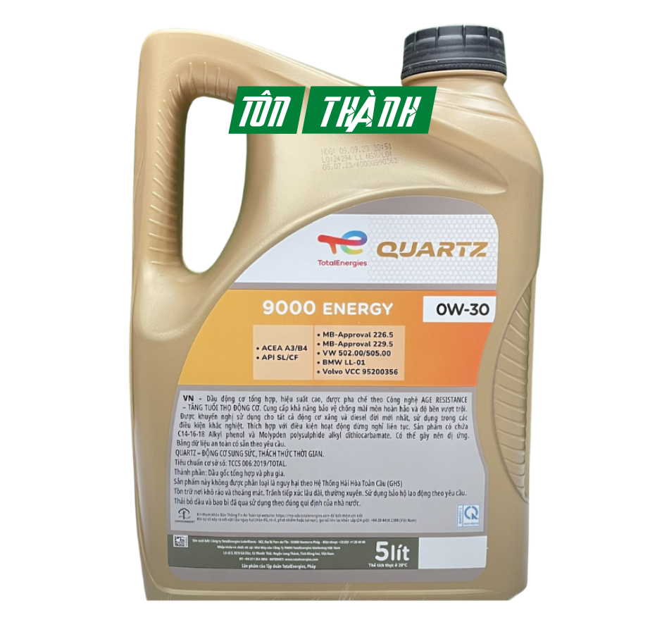 Dầu động cơ xe ô tô cao cấp TOTAL QUARTZ 9000 ENERGY 0W30