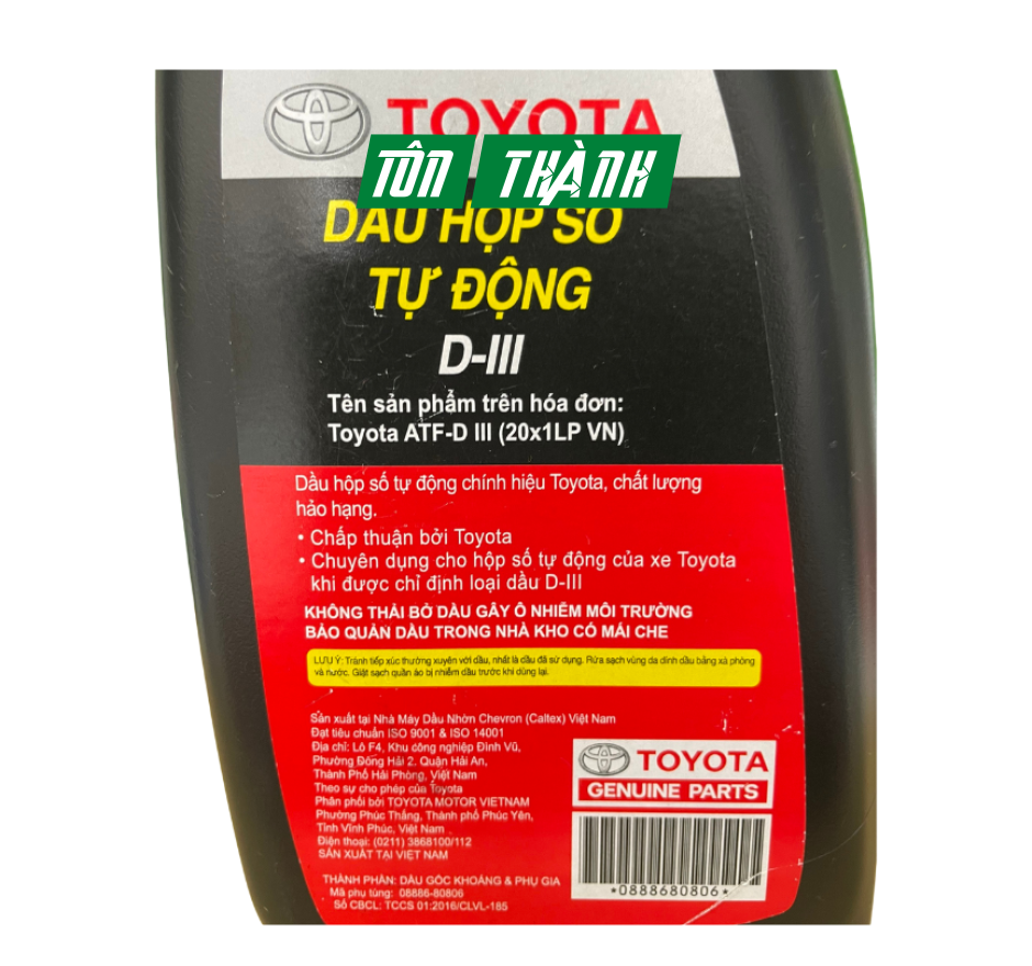 DẦU HỘP SỐ TỰ ĐỘNG TOYOTA D-III (1 LÍT)
