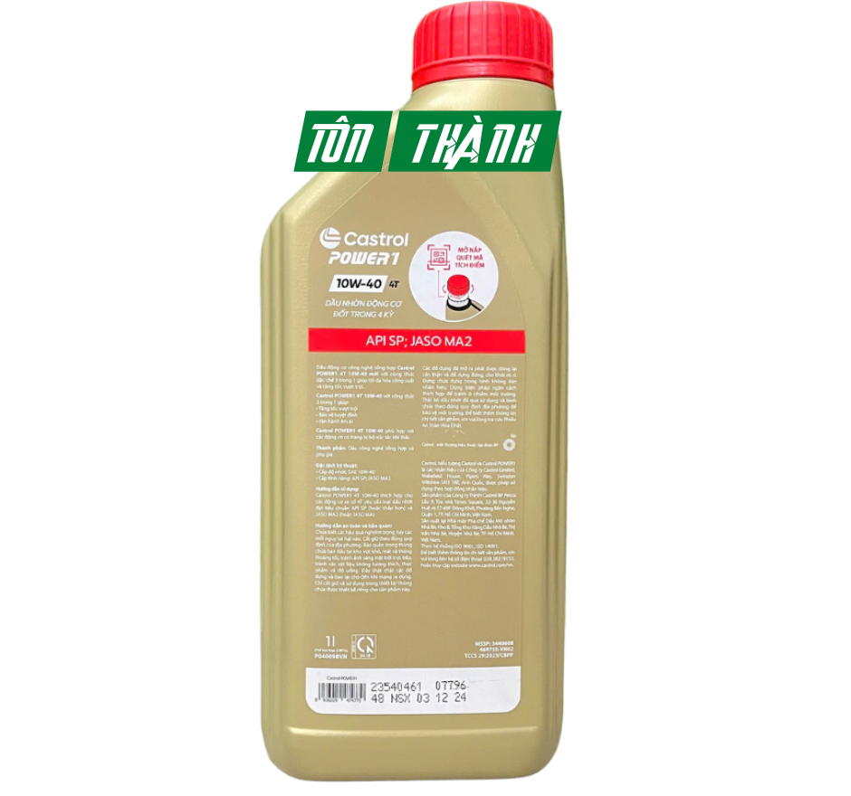 Dầu nhớt xe số Castrol POWER1 10W-40 (1 lít)