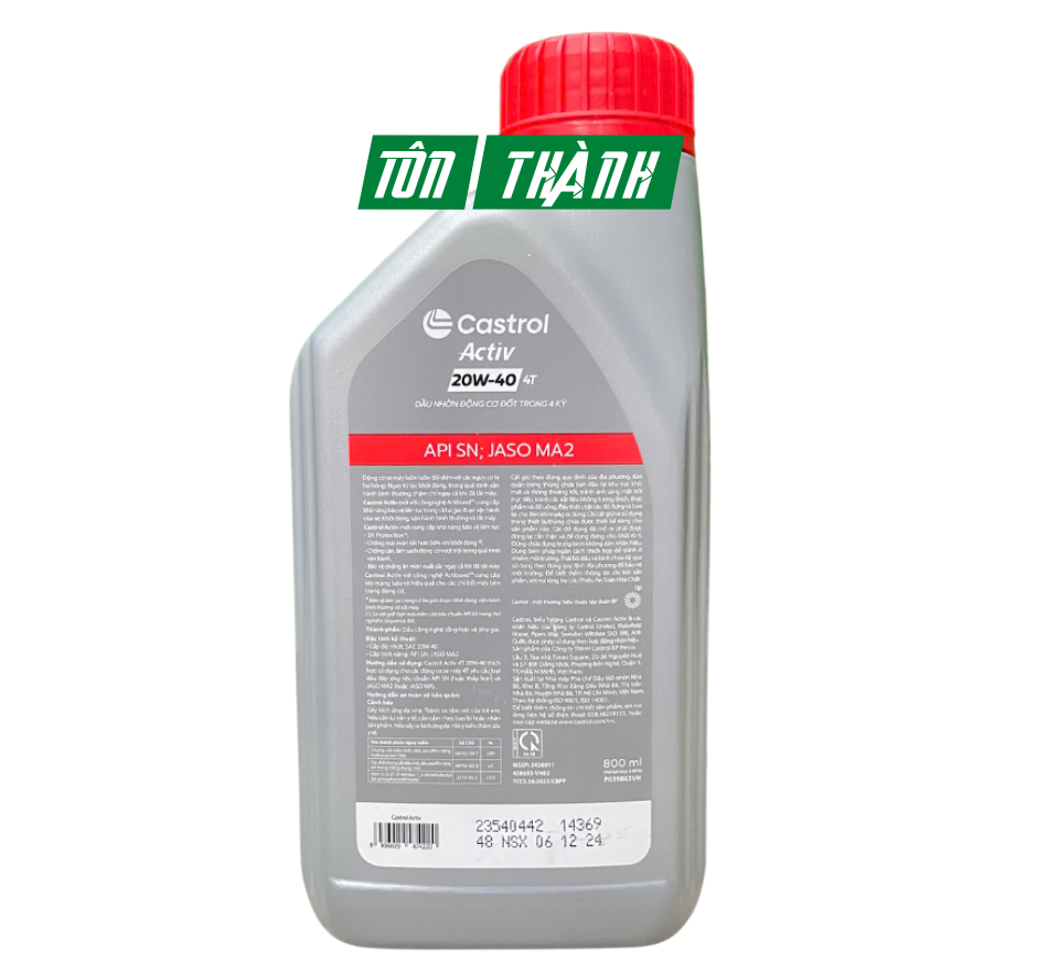 NHỚT XE SỐ CASTROL ACTIV - 20W40 (1 Lít & 0.8 Lít)