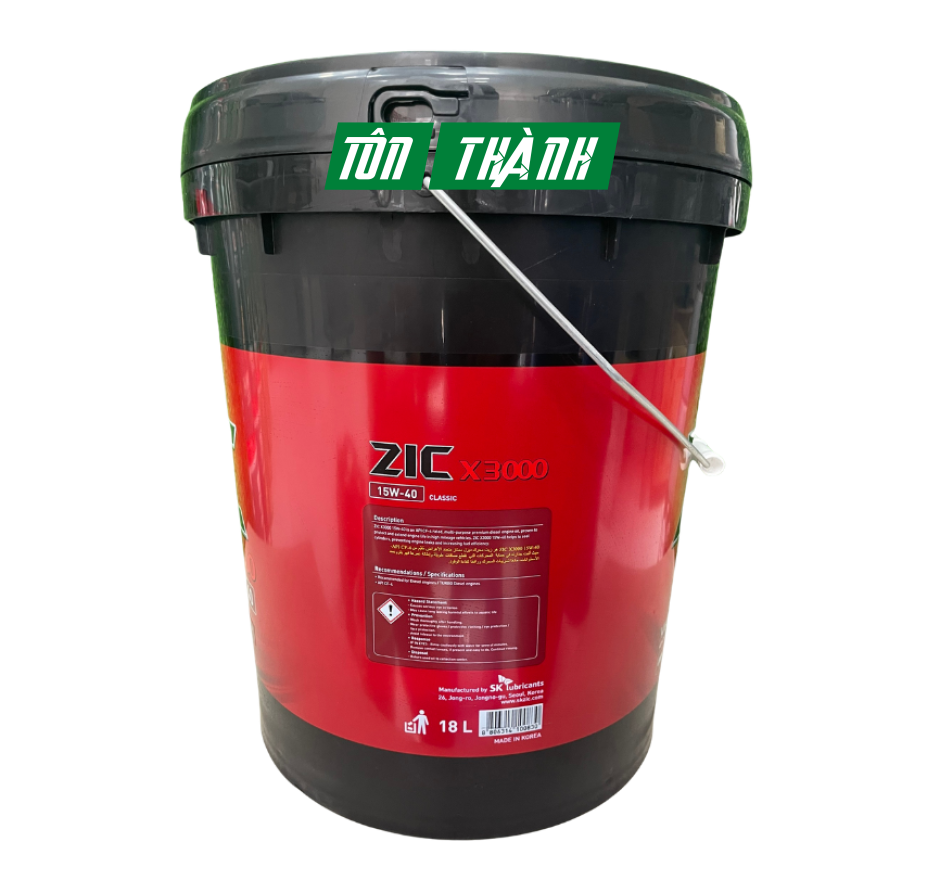 DẦU NHỚT XE TẢI NẶNG SK ZIC X3000 15W40 (18 LÍT)