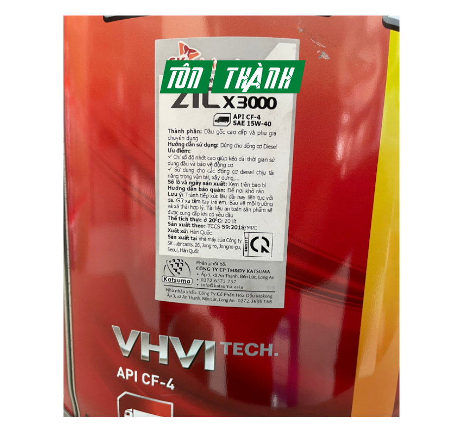 DẦU NHỚT XE TẢI NẶNG SK ZIC X3000 15W40 (20 Lít)
