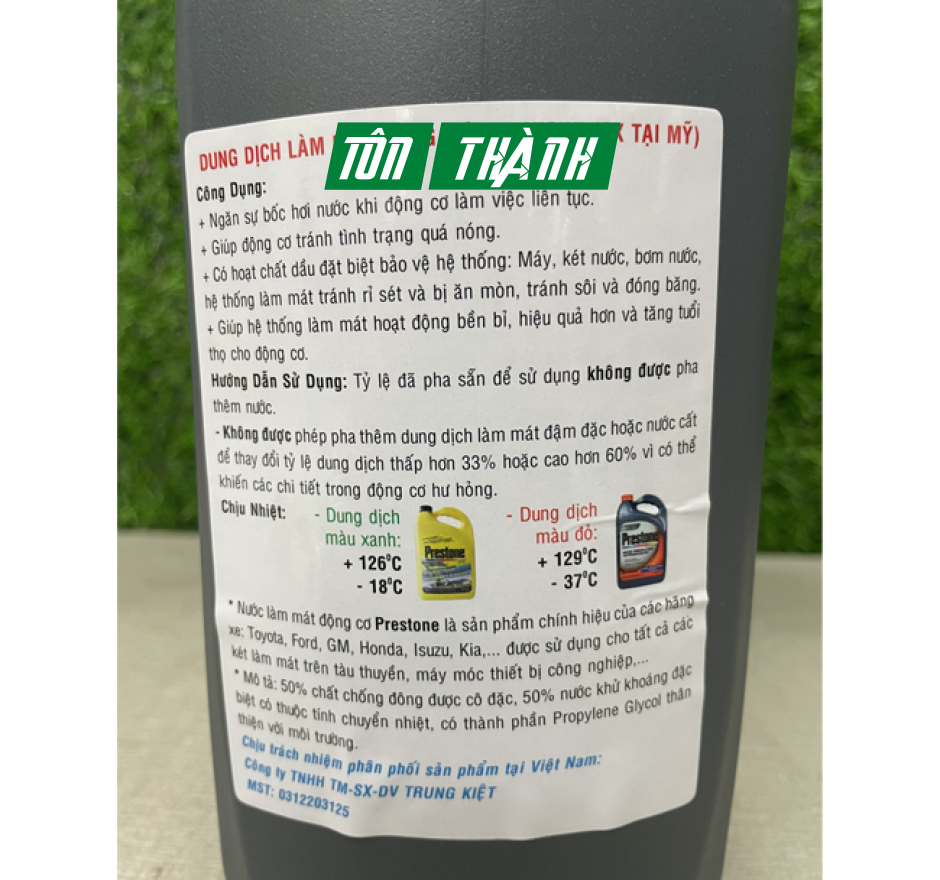 NƯỚC LÀM MÁT XE Ô TÔ MÀU CAM PRESTONE 50/50 (3.78 LÍT)