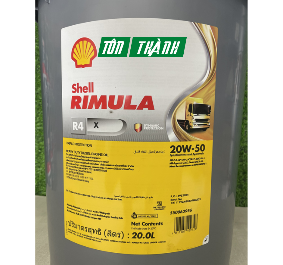 DẦU ĐỘNG CƠ SHELL RIMULA R4 X 20W50 (20 LÍT) - NHẬP KHẨU 100%