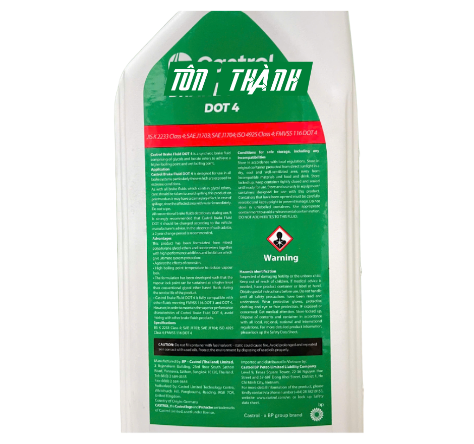 DẦU PHANH XE Ô TÔ CAO CẤP CASTROL BRAKE FLUID DOT 4 (1 LÍT)