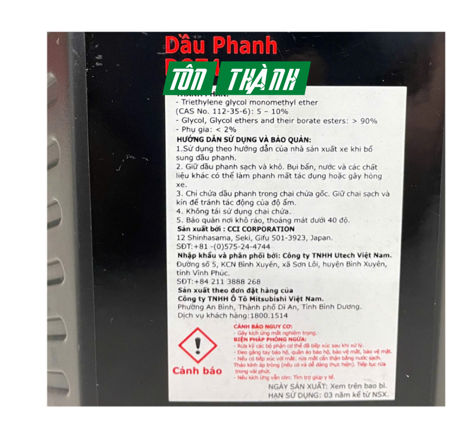 DẦU PHANH MITSUBISHI MOTOR DOT 4  GENUINE PARTS 500ML ( NHẬT BẢN )