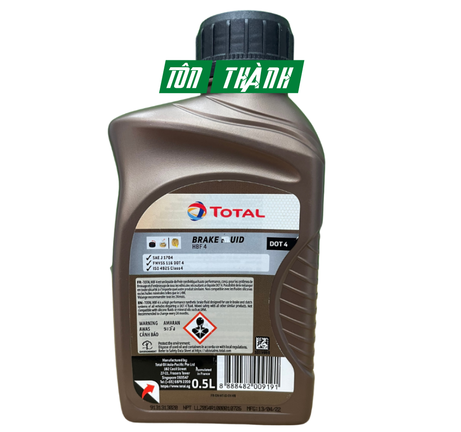 DẦU PHANH CAO CẤP TỔNG HỢP TOTAL HBF4 DOT 4 (500ML)