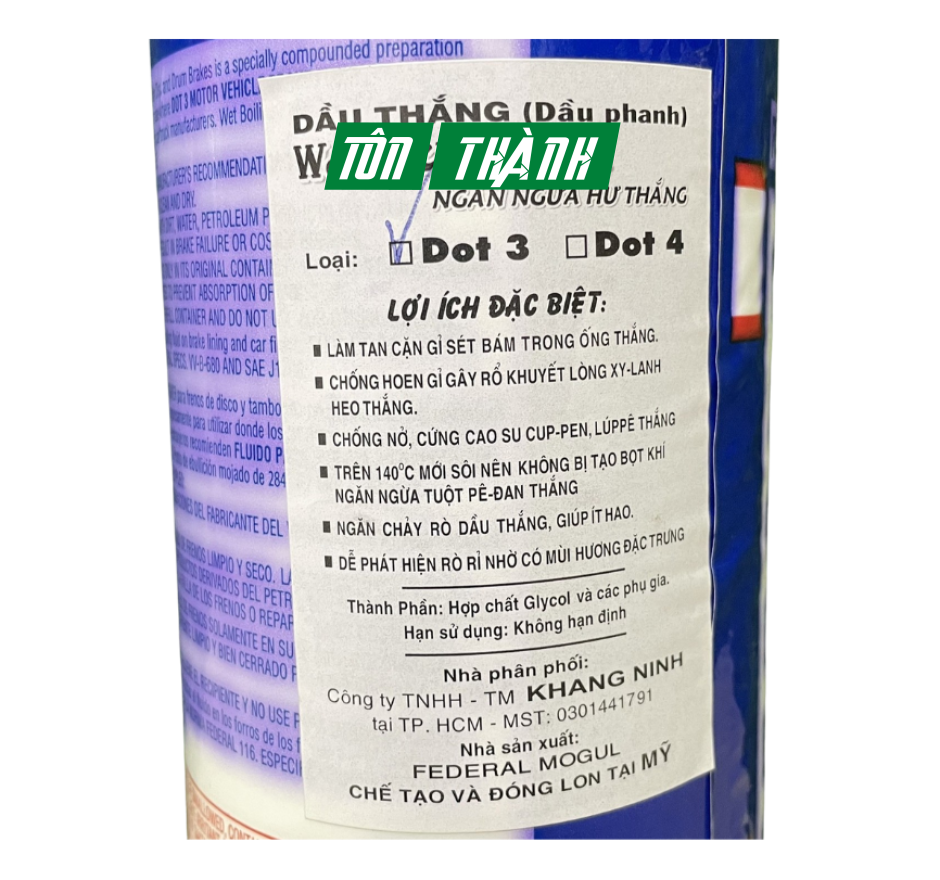 DẦU PHANH DOT3 WAGNER LOCKHEED DOT 3 (WAGNER 21) 355ML/ 946ML