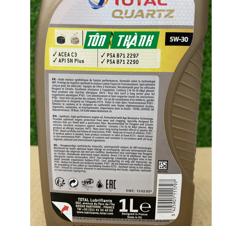 DẦU NHỚT TOTAL QUARTZ INEO MC3 5W30 DÙNG CHO MÁY XĂNG VÀ MÁY DẦU (1 LÍT)