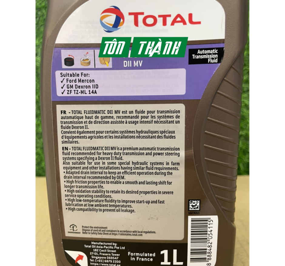 DẦU HỘP SỐ TỰ ĐỘNG, TRỢ LỰC LÁI TOTAL FLUIDMATIC DII-MV (1 LÍT)