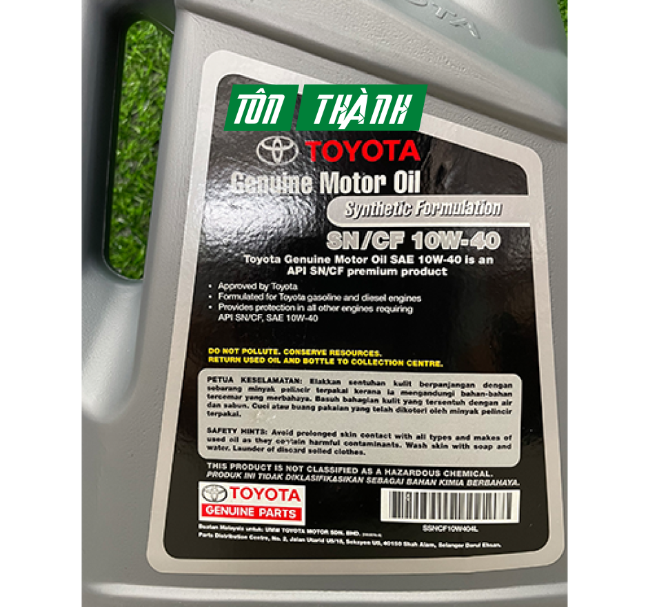 DẦU NHỚT TOYOTA GENUINE MOTOR OIL SN/CF 10W-40 (4 LÍT)