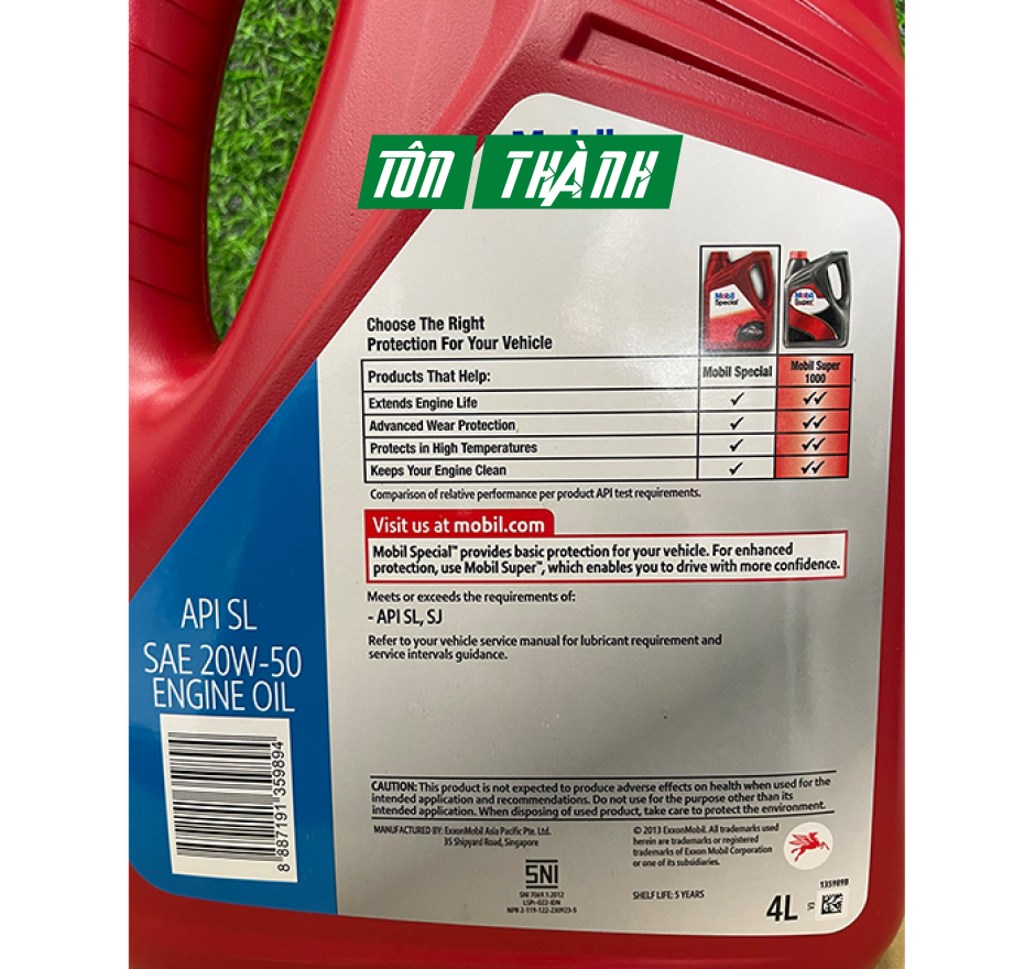 DẦU NHỚT ĐỘNG CƠ MÁY XĂNG MOBIL SPECIAL 20W50 API SL,SJ (4 LÍT)