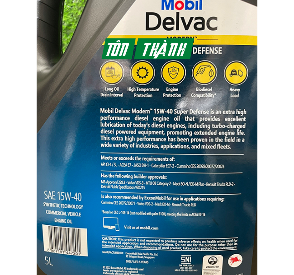 DẦU NHỚT ĐỘNG CƠ DIESEL MOBIL DELVAC 15W-40 (5 LÍT)