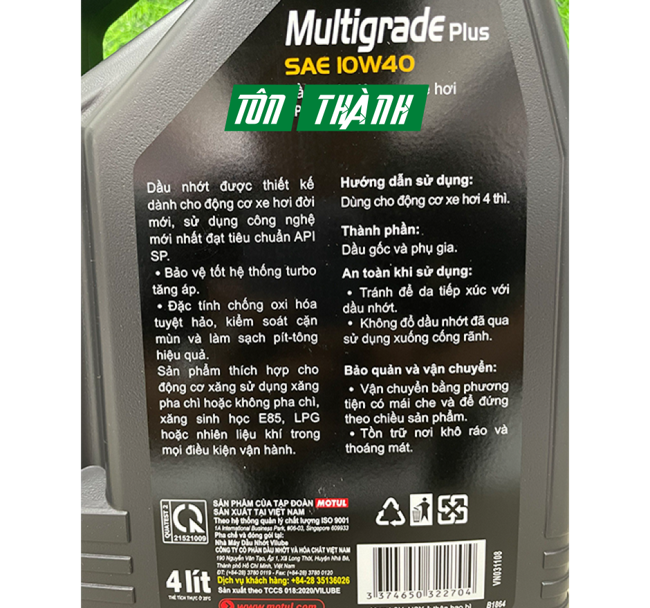 DẦU  NHỚT XE HƠI MOTUL MULTIGRADE PLUS 10W40 (4 LÍT)