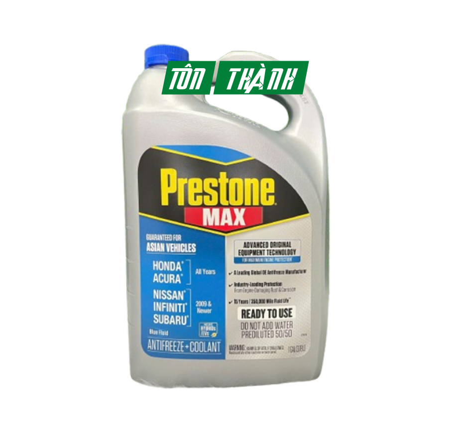 Nước làm mát động cơ Prestone MAX màu xanh dương chuyên dụng cho xe Châu Á (3.78 lít)