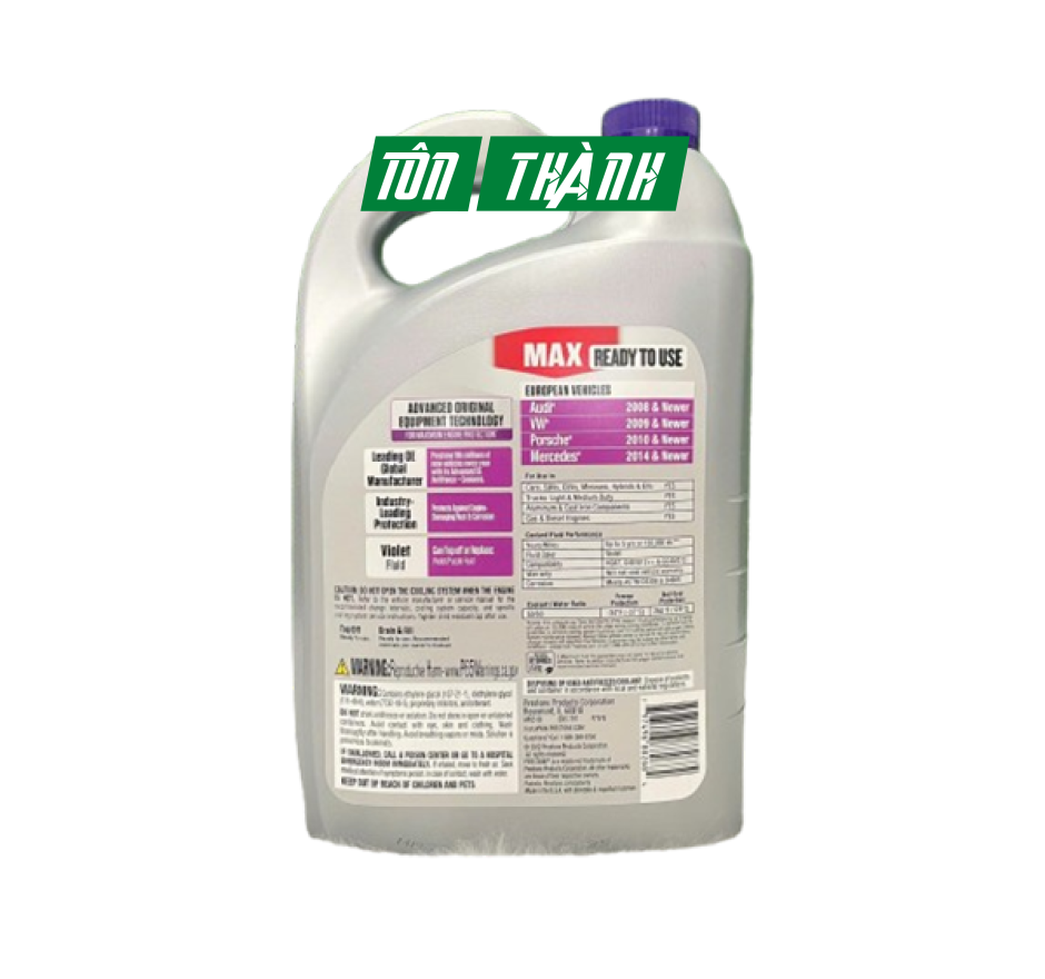 Nước làm mát động cơ Prestone MAX màu tím chuyên dụng cho xe Châu Âu (3.78 lít)
