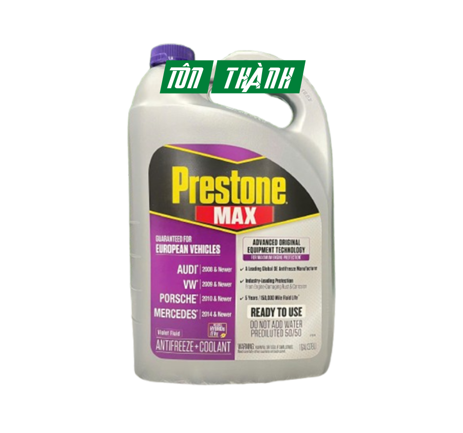 Nước làm mát động cơ Prestone MAX màu tím chuyên dụng cho xe Châu Âu (3.78 lít)