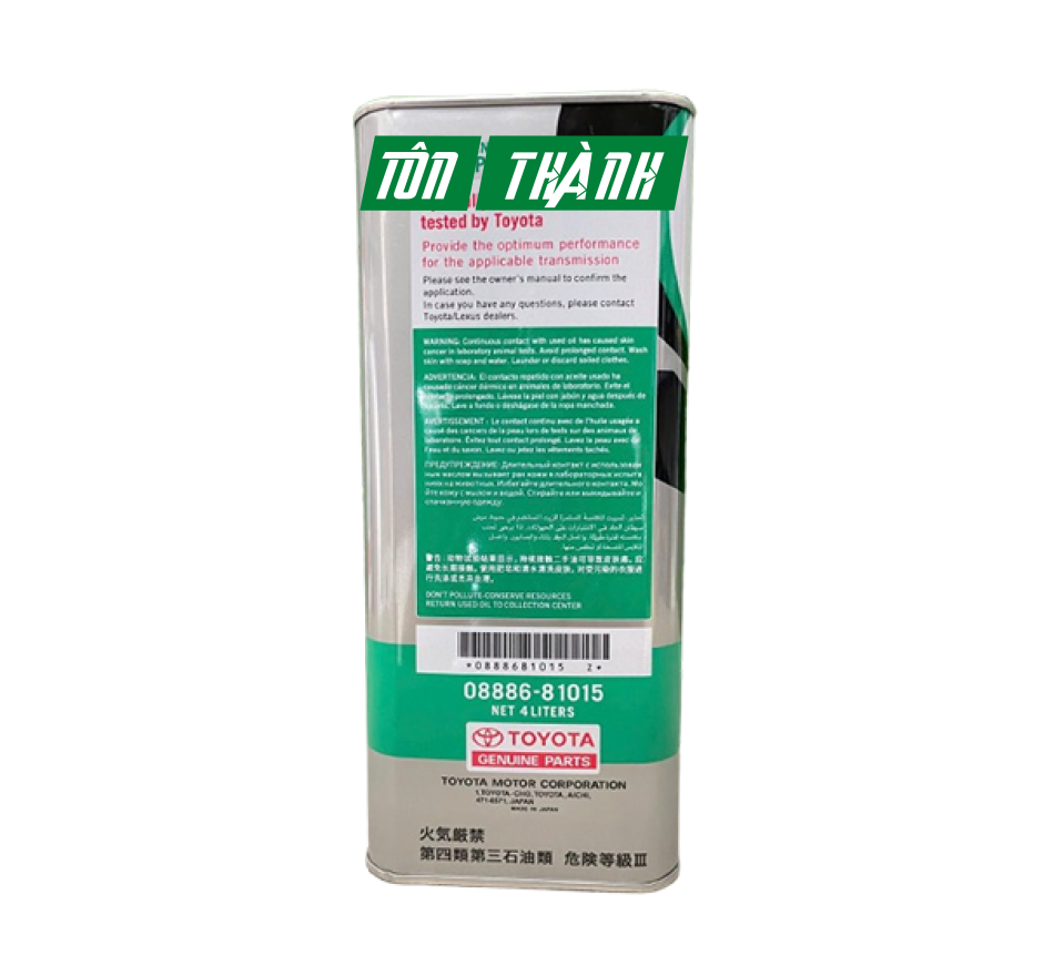 DẦU HỘP SỐ TỰ ĐỘNG TOYOTA TYPE T-IV AT FLUID (4 Lít)