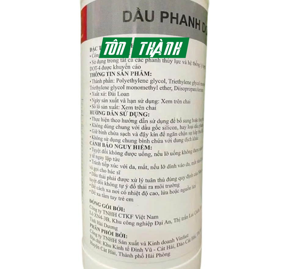 Dầu phanh cao cấp chính hãng DOT 4 Vinfast (1 Lít)