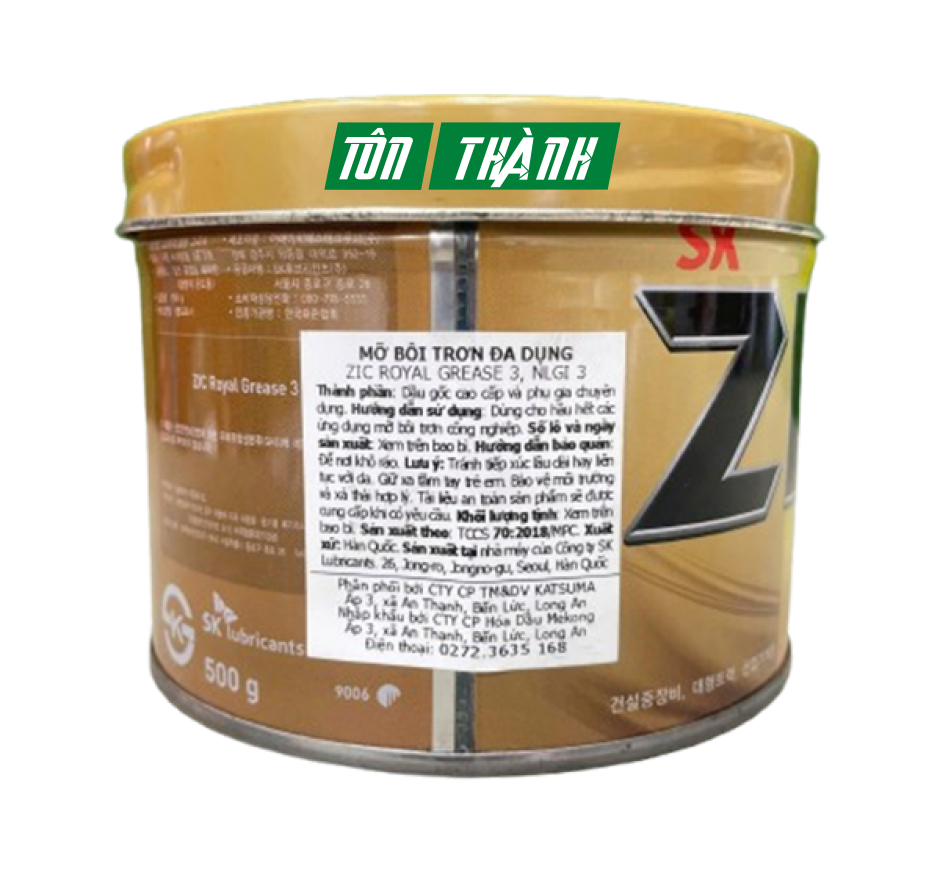 Mỡ bôi trơn đa dụng ZIC ROYAL GREASE 3 (500g) nhập khẩu Hàn Quốc