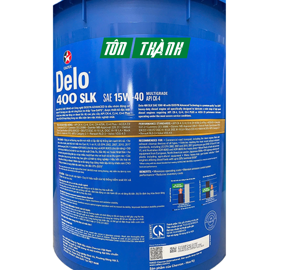 Nhớt ô tô Caltex Delo 400 SLK chuyên dùng cho động cơ Diesel 15w40 (18 Lít)